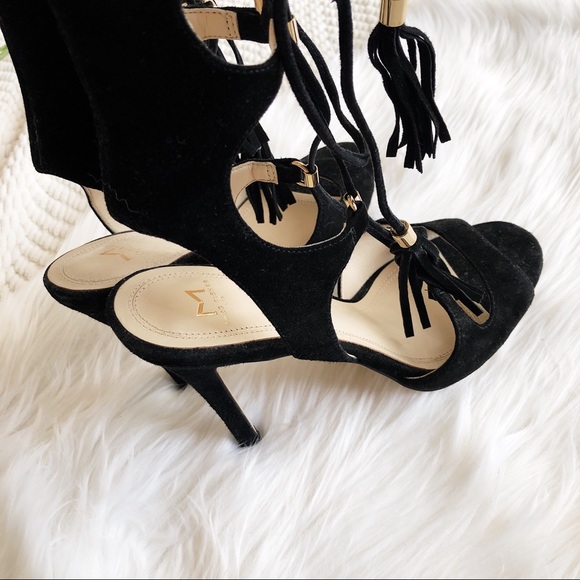 Suede lace up tassel sandals - Picture 3 of 5